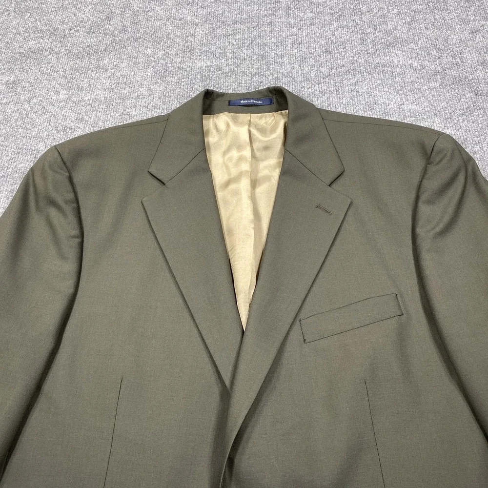 Chaps Ralph Lauren Blazer Mens 44 Tall Olive Green Pure New Wool Sport Coat
